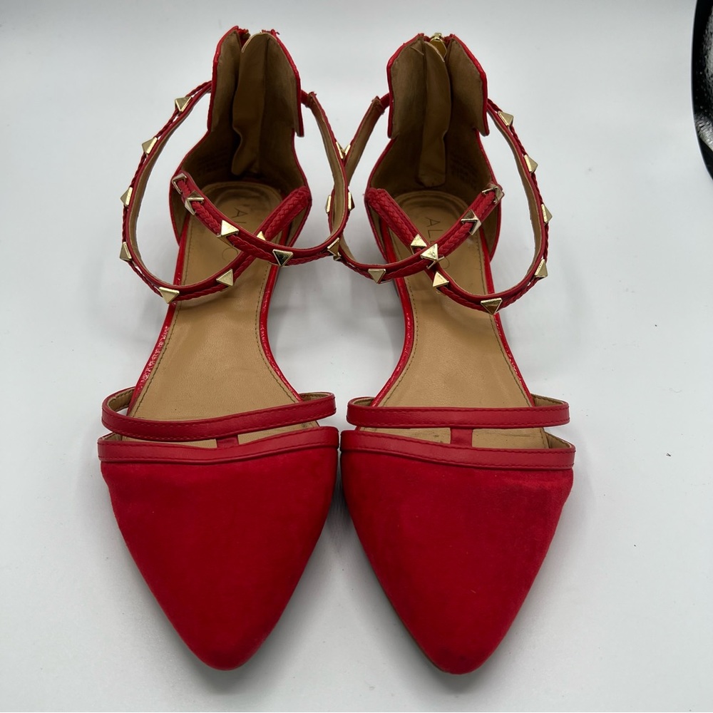 ALDO Flat Pointed Toes Sandals Shoes Red US 8